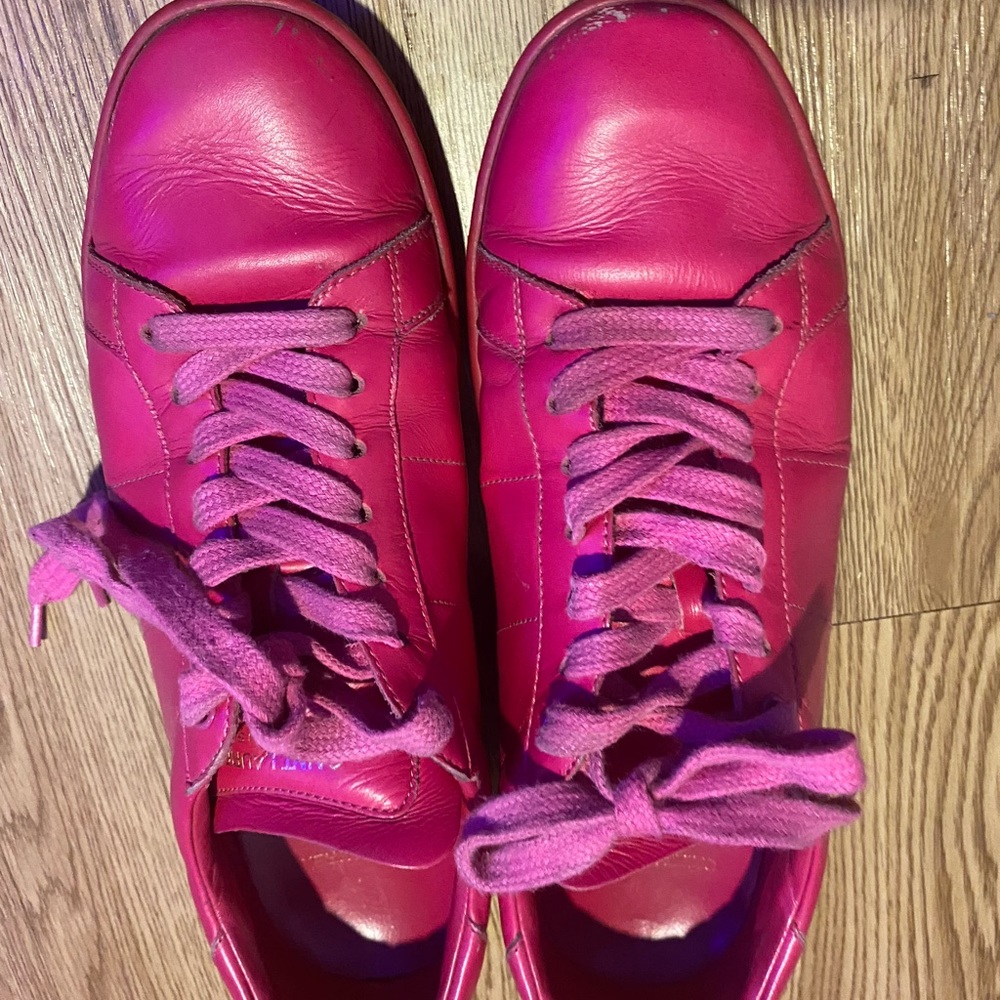 Saint Laurent Fuchsia Pink Leather Sneakers